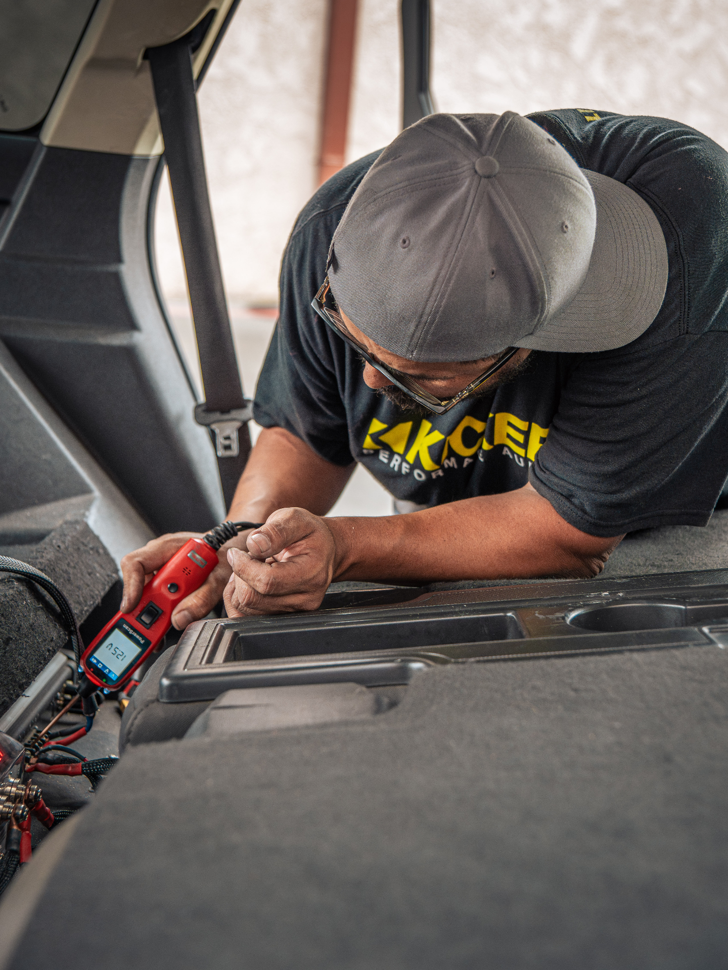 Tuning and voltage testing a car audio system